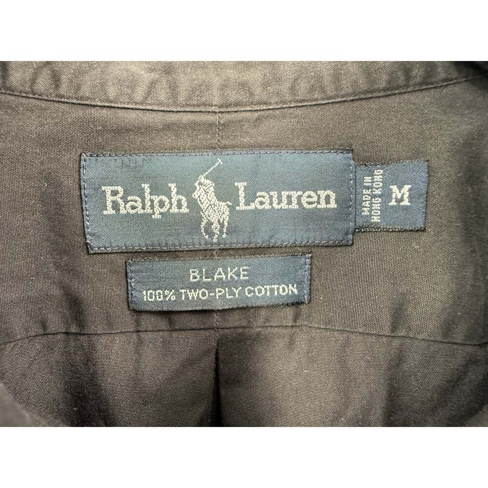 Ralph Lauren Blake Men's Black Two-Ply Cotton Button Down Long Sleeve Shirt M - Picture 4 of 5